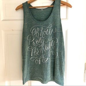 Heathered Green Graphic Script Tank Top M